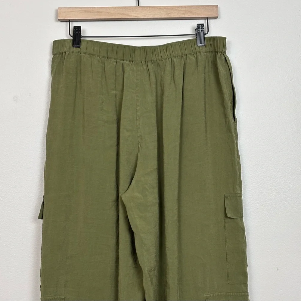 Madewell Pants Womens Medium Green Pull-On Wide-Leg Cargo in Softdrape - Picture 5 of 10